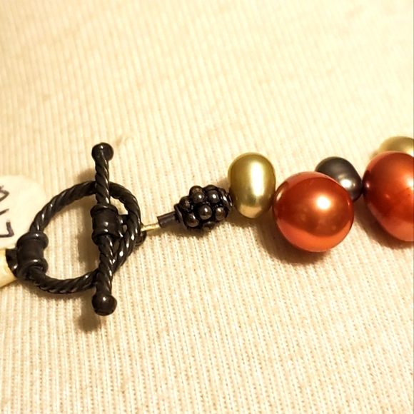 925 Sterlung Silver Genuine Freshwater Pink & Green Pearl Necklace 18" - Picture 6 of 6